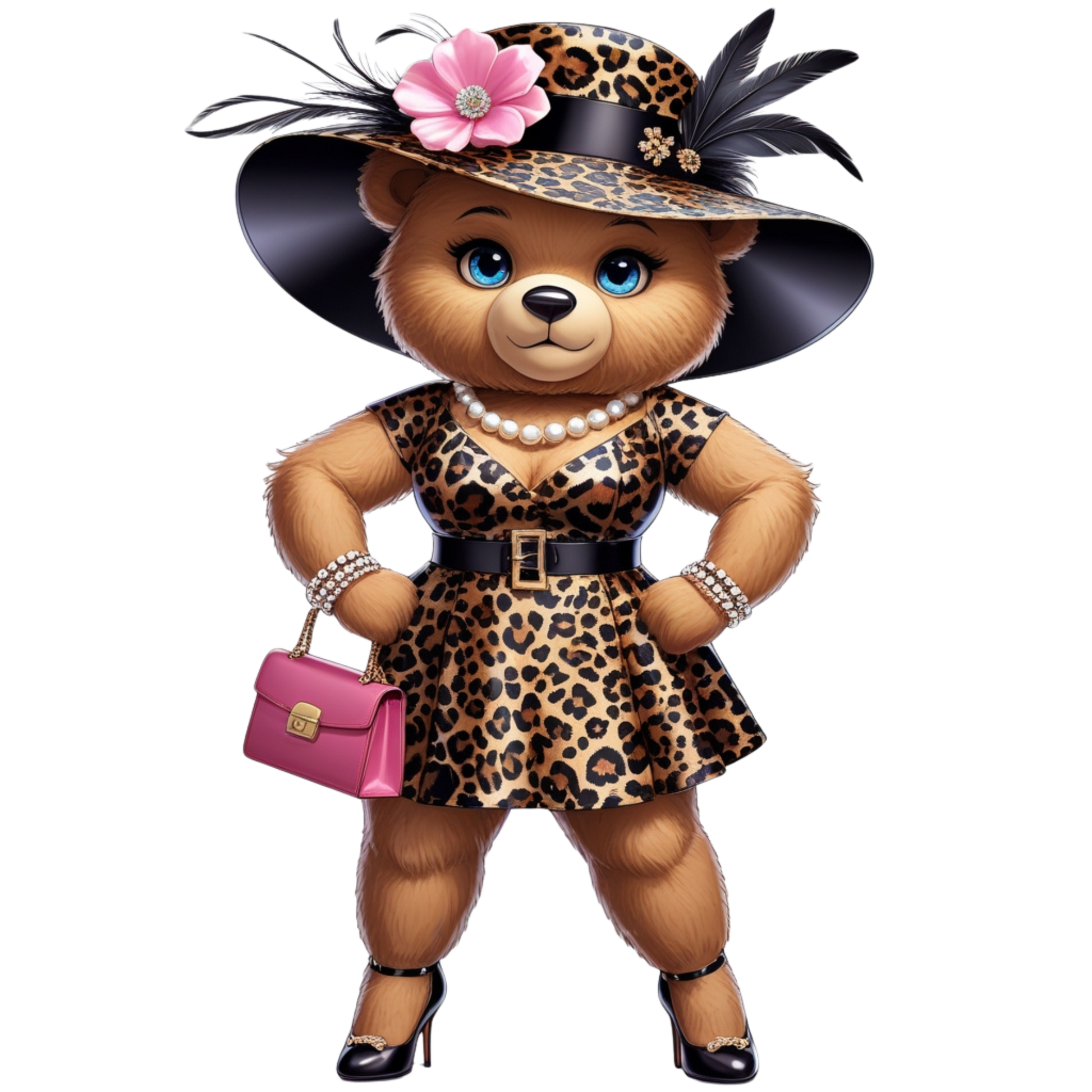 Leopard Stylish Glam Fashion Bear DTF Heat Transfers DTF Transfers Style Junction – Custom Digital Designs 2 Pocket 4 x 4