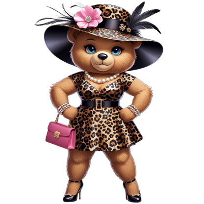Leopard Stylish Glam Fashion Bear DTF Heat Transfers DTF Transfers Style Junction – Custom Digital Designs 2 Pocket 4 x 4