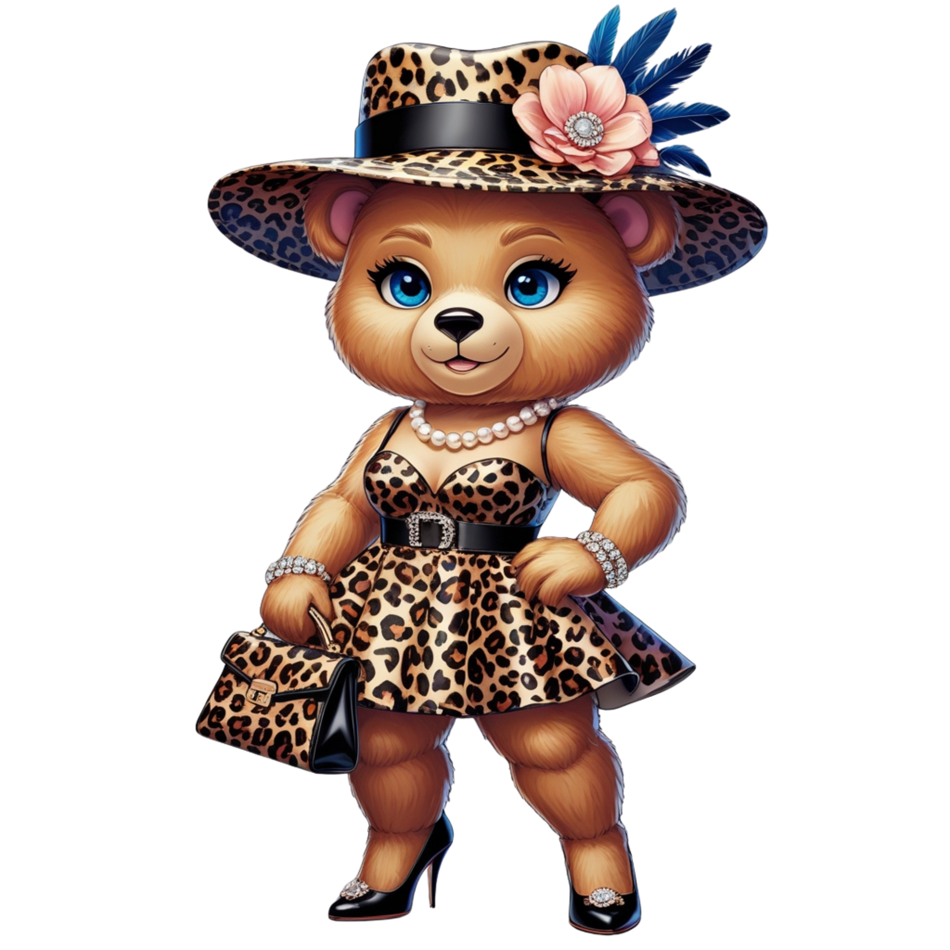Leopard Stylish Glam Fashion Bear DTF Heat Transfers DTF Transfers Style Junction – Custom Digital Designs 3 Pocket 4 x 4
