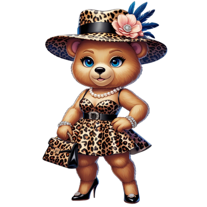 Leopard Stylish Glam Fashion Bear DTF Heat Transfers DTF Transfers Style Junction – Custom Digital Designs 3 Pocket 4 x 4