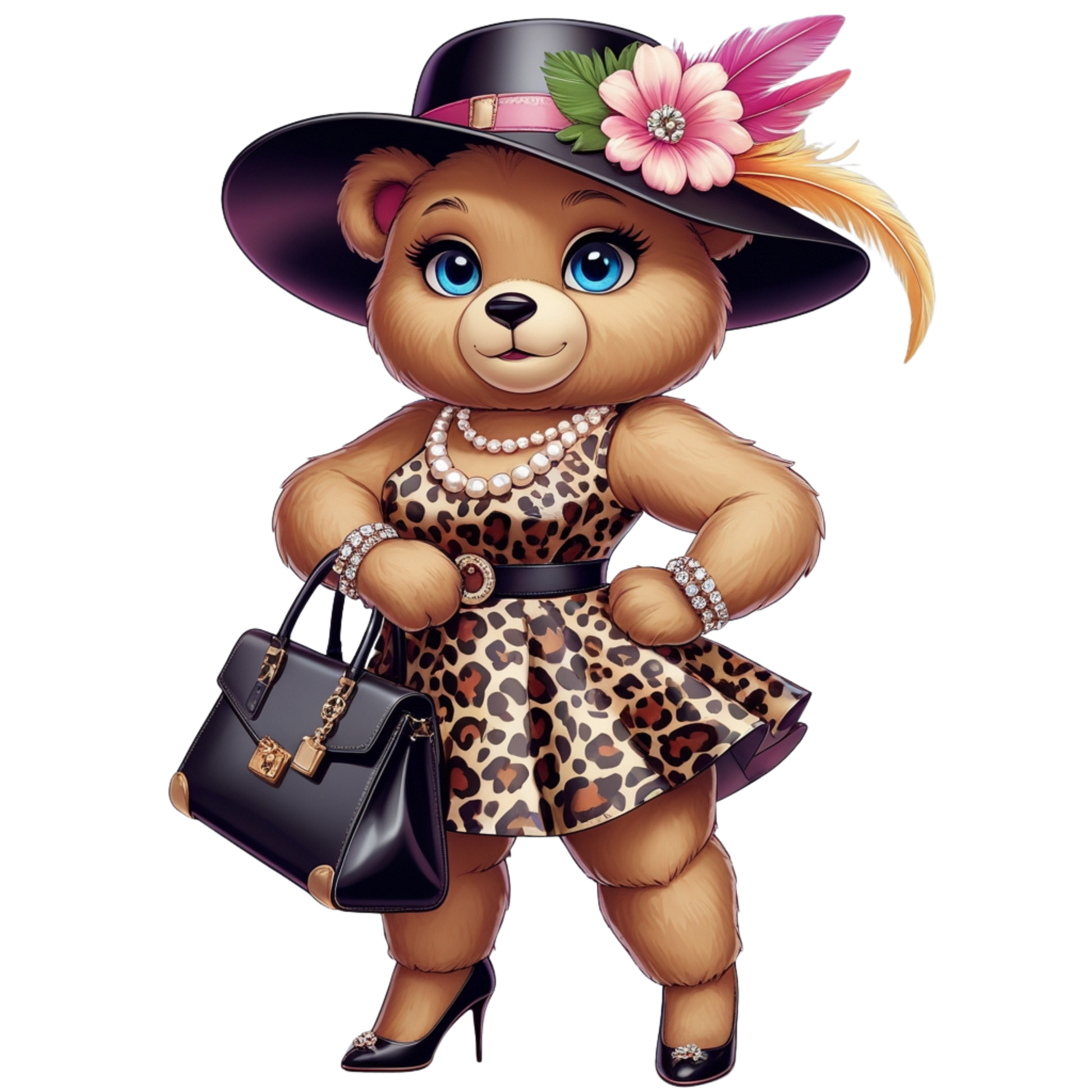 Leopard Stylish Glam Fashion Bear DTF Heat Transfers DTF Transfers Style Junction – Custom Digital Designs 4 Pocket 4 x 4
