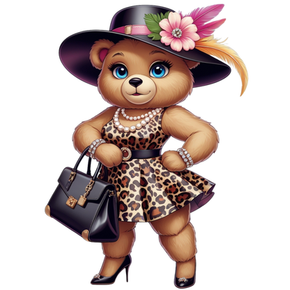 Leopard Stylish Glam Fashion Bear DTF Heat Transfers DTF Transfers Style Junction – Custom Digital Designs 4 Pocket 4 x 4