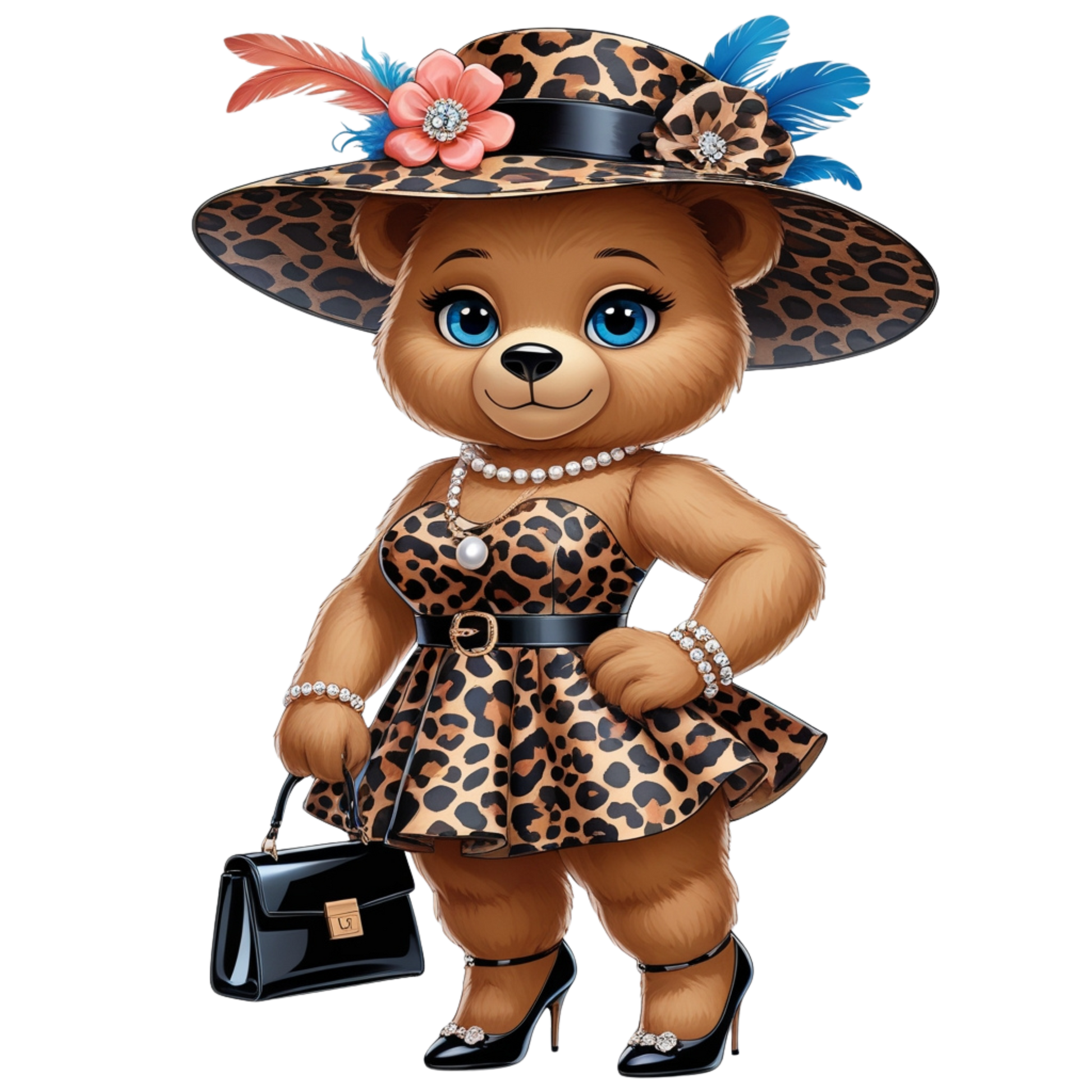 Leopard Stylish Glam Fashion Bear DTF Heat Transfers DTF Transfers Style Junction – Custom Digital Designs 5 Pocket 4 x 4
