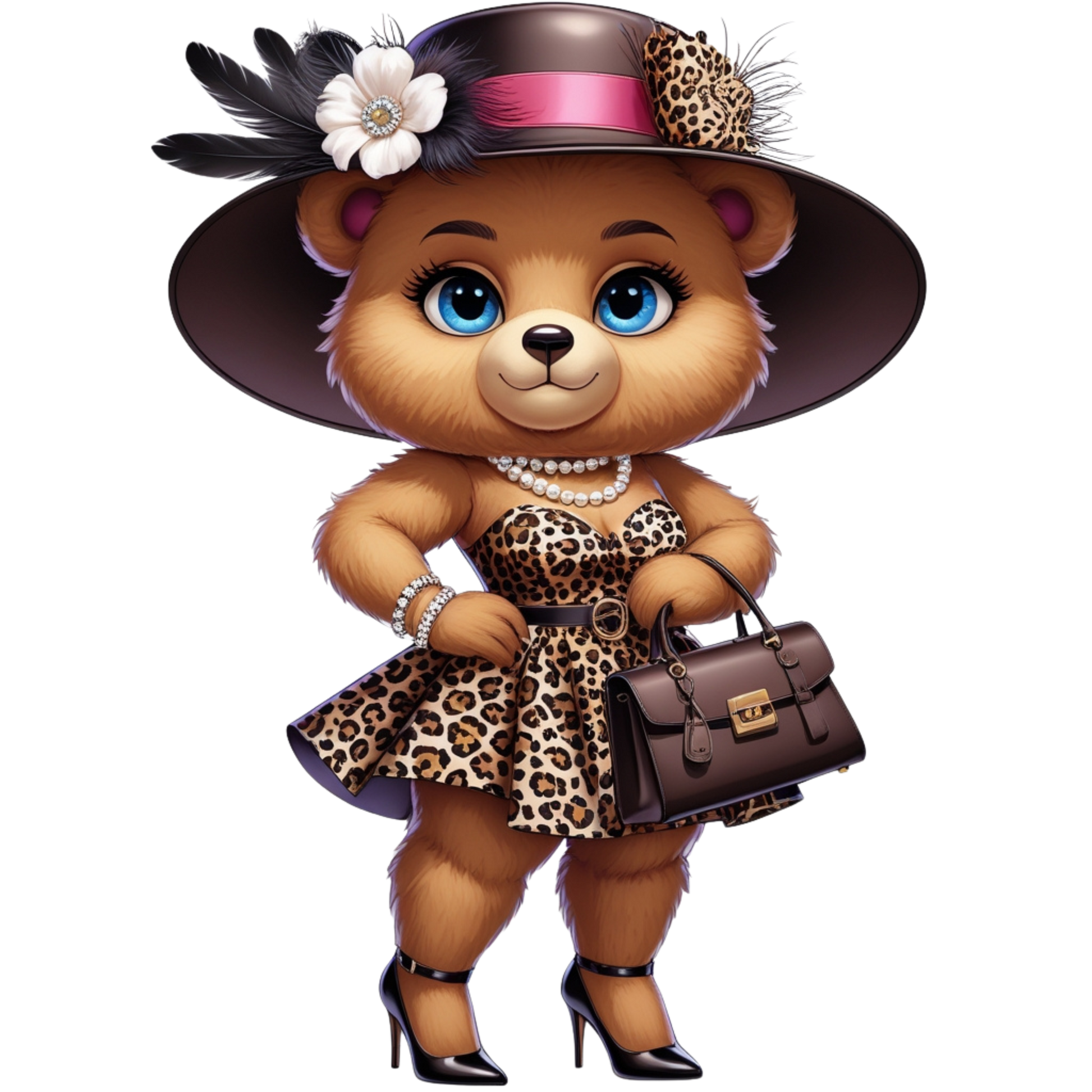 Leopard Stylish Glam Fashion Bear DTF Heat Transfers DTF Transfers Style Junction – Custom Digital Designs 6 Pocket 4 x 4