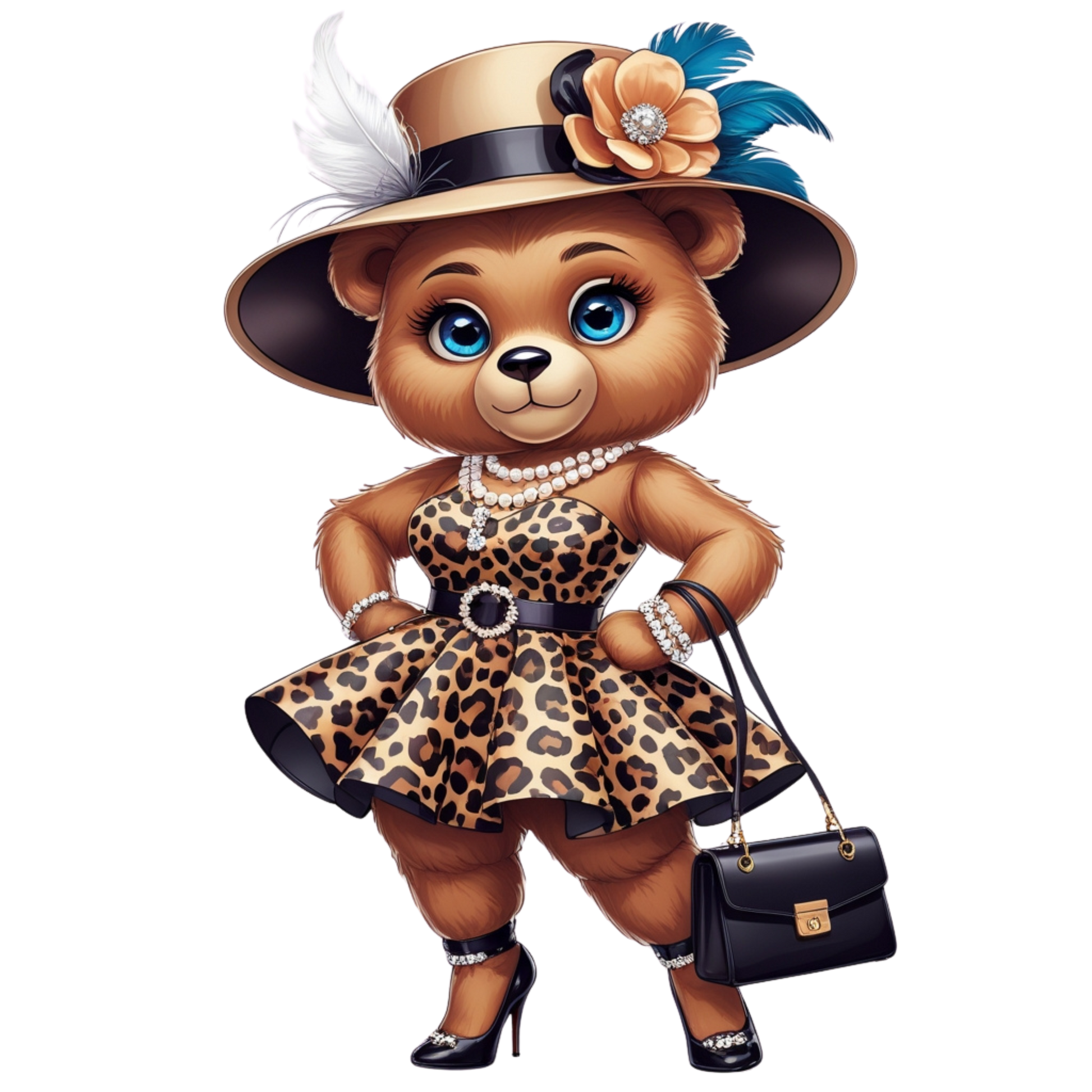 Leopard Stylish Glam Fashion Bear DTF Heat Transfers DTF Transfers Style Junction – Custom Digital Designs 7 Pocket 4 x 4