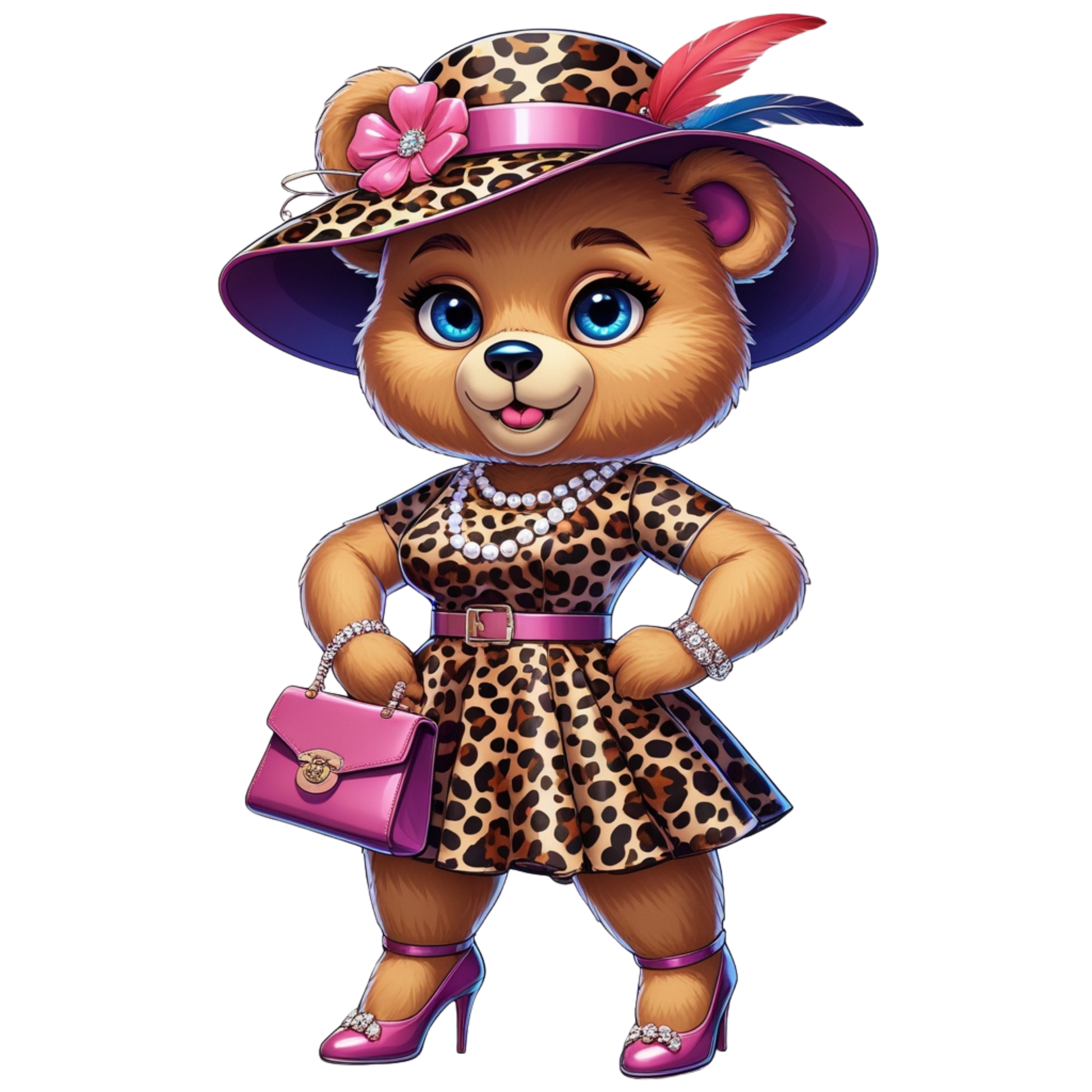 Leopard Stylish Glam Fashion Bear DTF Heat Transfers DTF Transfers Style Junction – Custom Digital Designs 8 Pocket 4 x 4