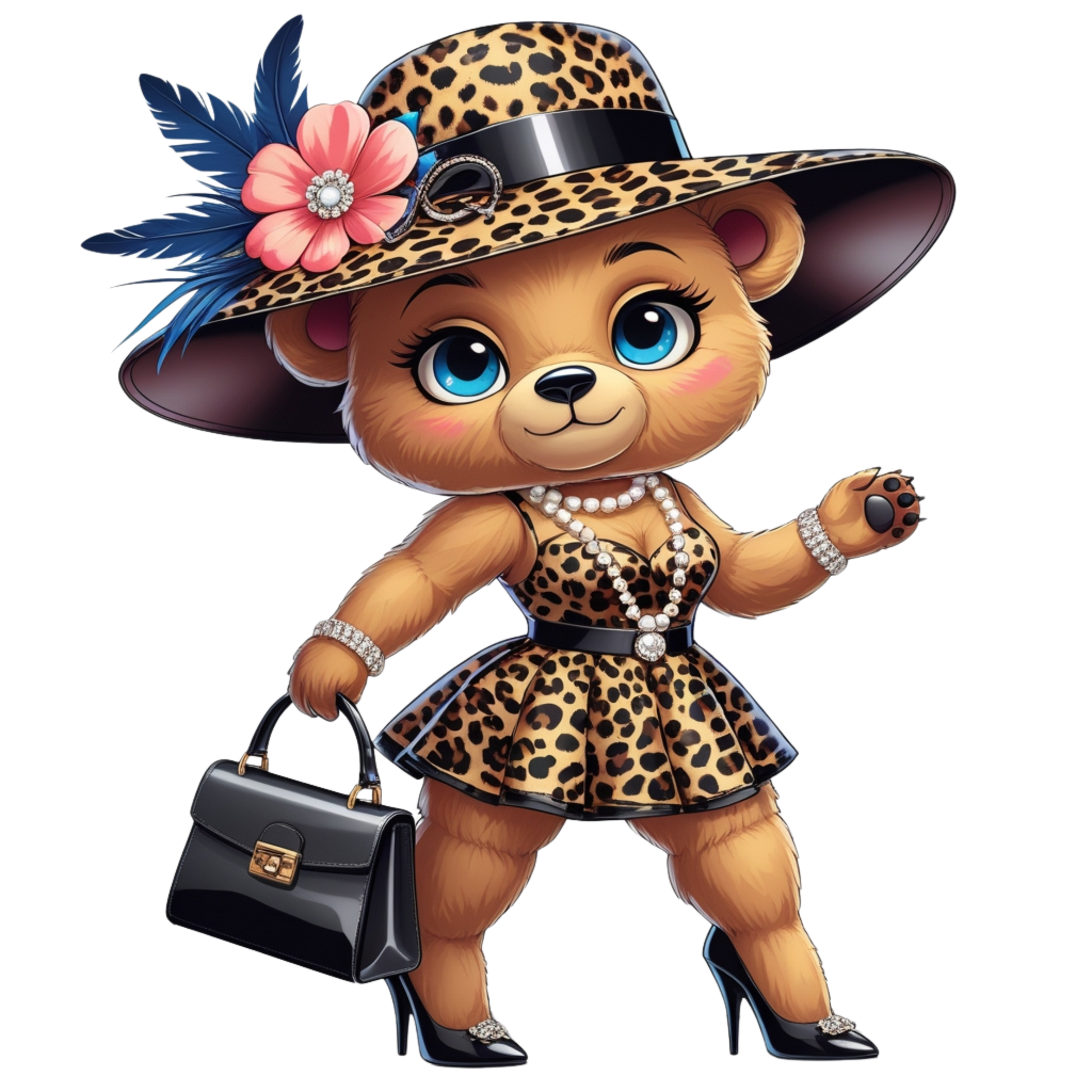 Leopard Stylish Glam Fashion Bear DTF Heat Transfers DTF Transfers Style Junction – Custom Digital Designs 9 Pocket 4 x 4