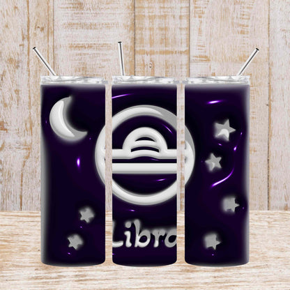 Zodiac Puff 3D Inflated 20oz Skinny Straight Tumblers Physical Tumbler Style-Junction Custom Designs & Prints Libra