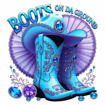 Light Blue Boots on Da Ground Western Bling – DTF Heat Transfers #3 DTF Transfers Style Junction – Custom Digital Designs & Apparel