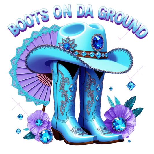 Light Blue Boots on Da Ground Western Bling – DTF Heat Transfers #5 DTF Transfers Style Junction – Custom Digital Designs & Apparel