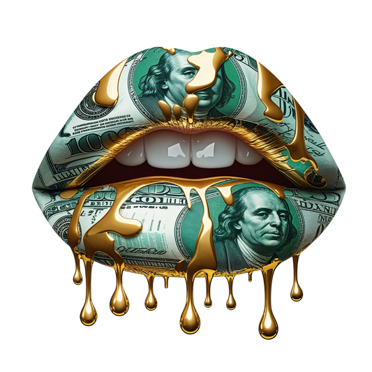 Luxury Dripping Money Lips Design – DTF Heat Transfers #1 DTF Transfers Style Junction – Custom Digital Designs & Apparel