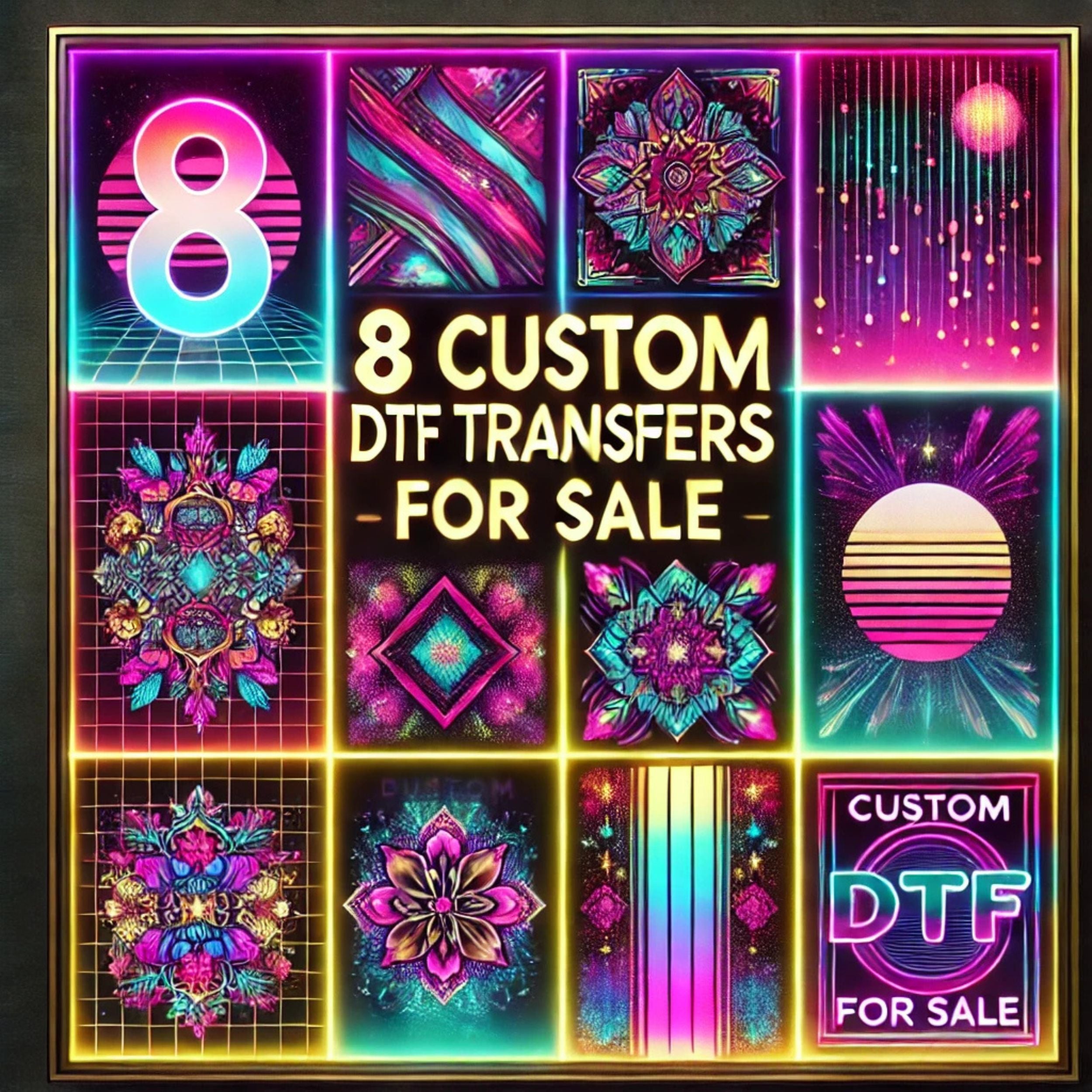 Exclusive Collection of 8 Custom DTF Transfers Pkg.3  – Vibrant, Unique Designs Perfect for Any Occasion DTF Prints Style Junction   