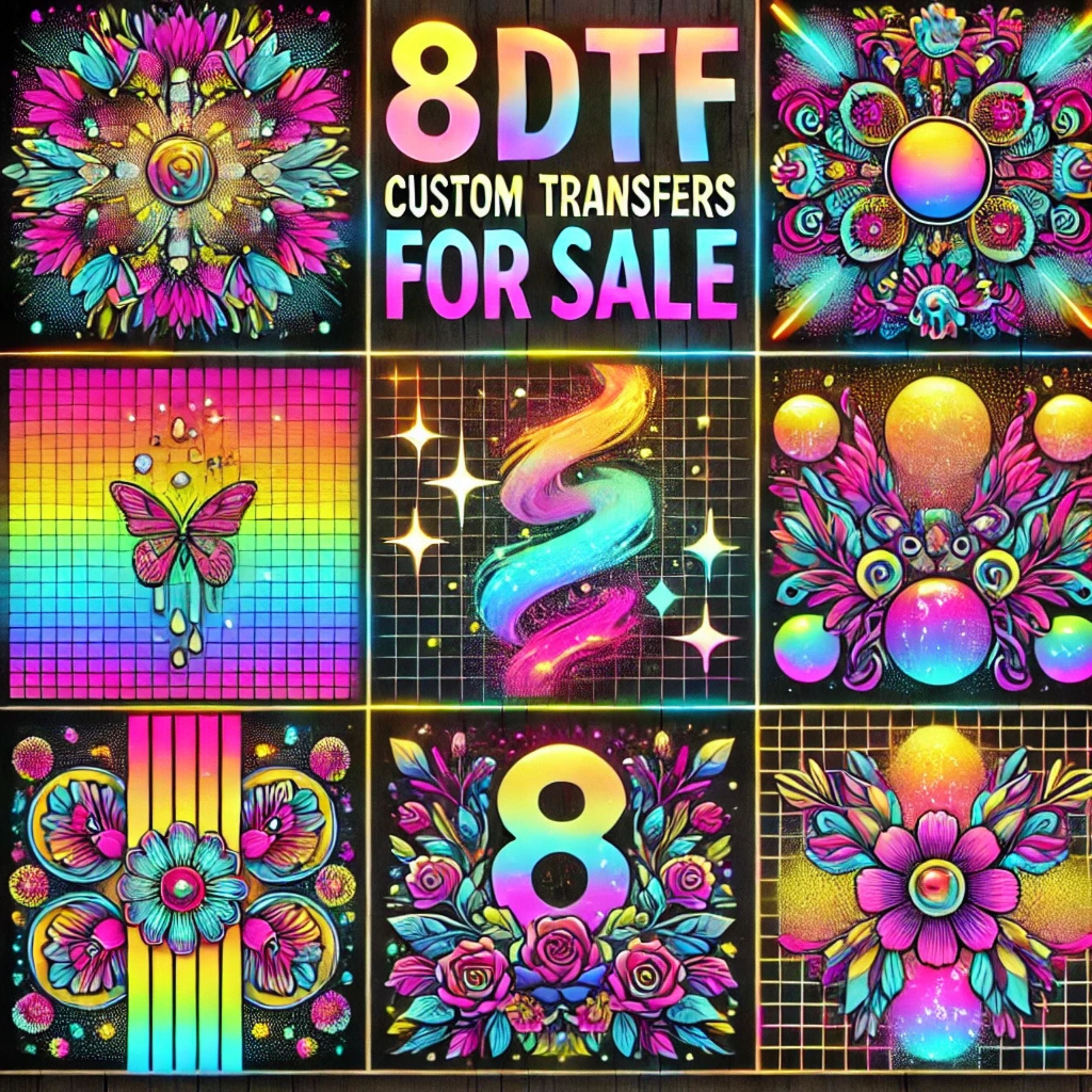 Exclusive Collection of 8 Custom DTF Transfers Pkg.5  – Vibrant, Unique Designs Perfect for Any Occasion DTF Prints Style Junction   