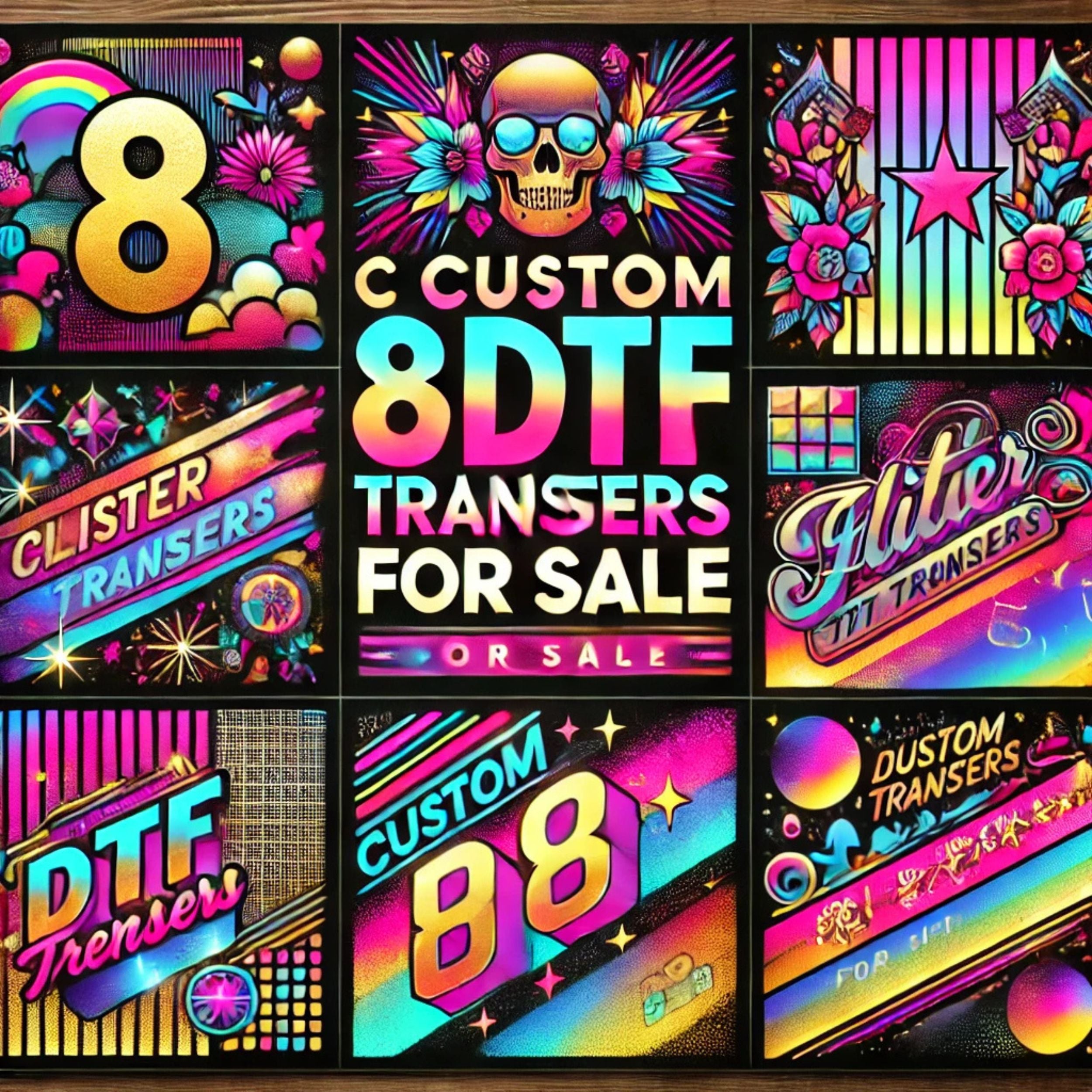 Exclusive Collection of 8 Custom DTF Transfers Pkg.2  – Vibrant, Unique Designs Perfect for Any Occasion DTF Prints Style Junction   