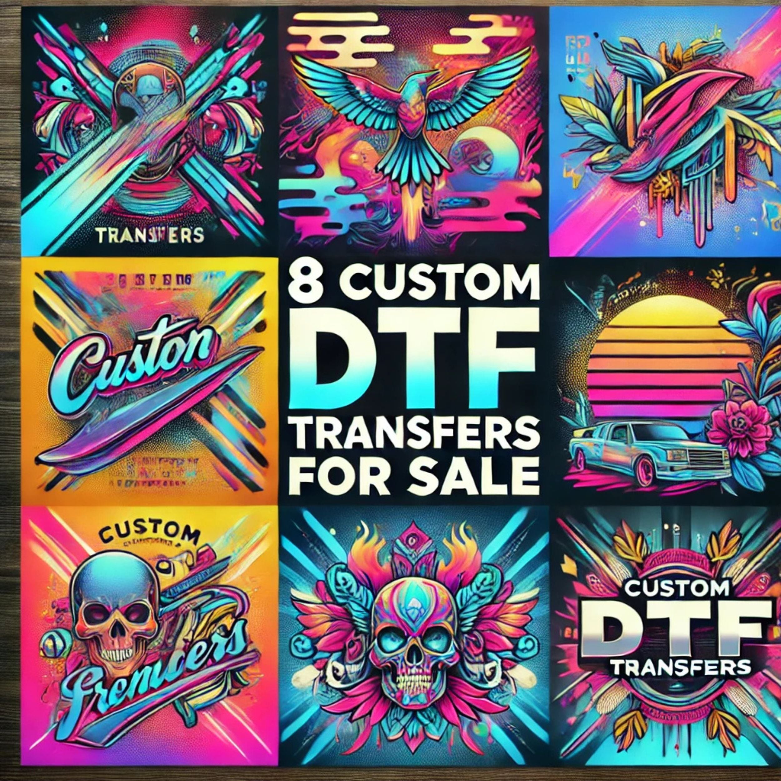 Exclusive Collection of 8 Custom DTF Transfers Pkg.7  – Vibrant, Unique Designs Perfect for Any Occasion DTF Prints Style Junction   