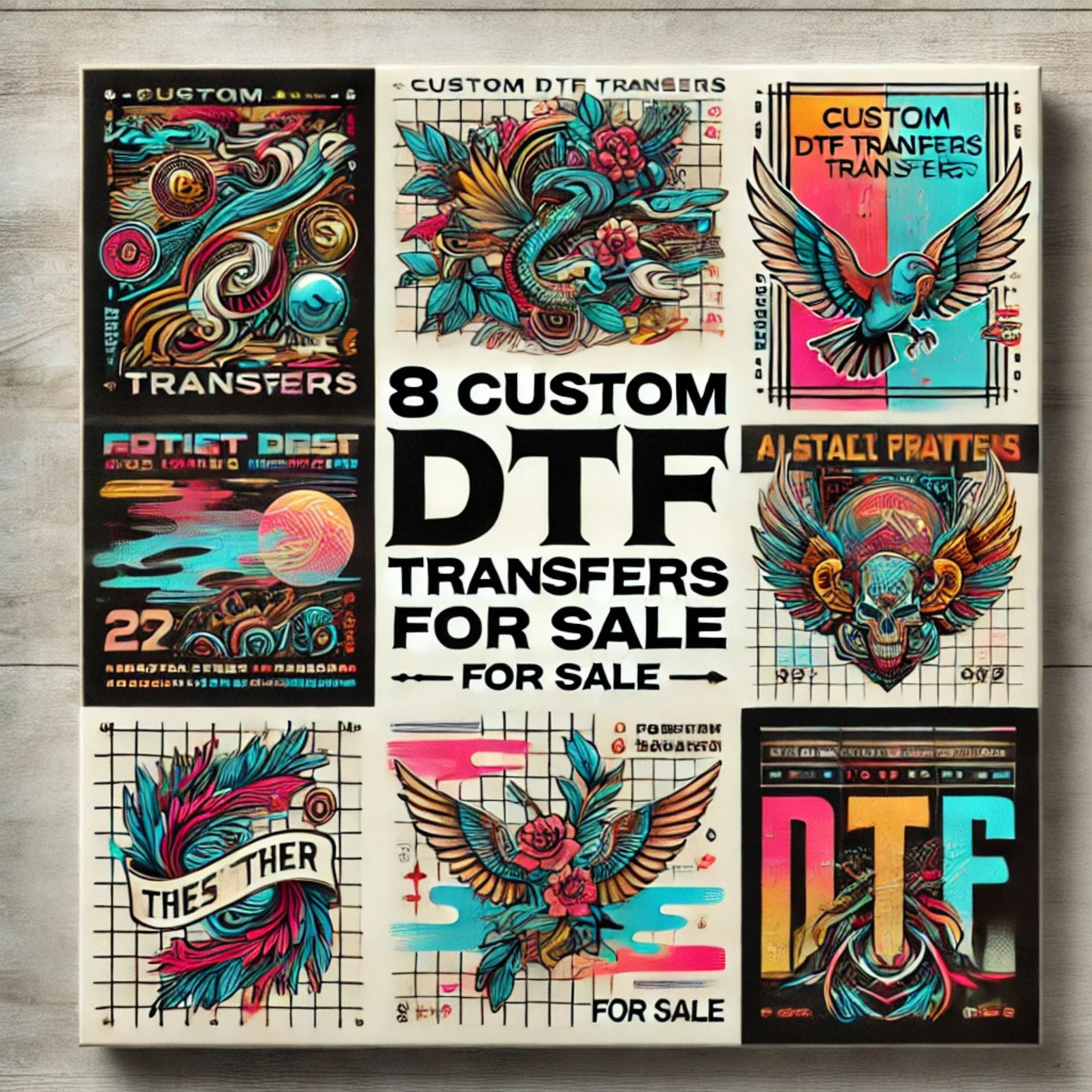 Exclusive Collection of 8 Custom DTF Transfers Pkg.4  – Vibrant, Unique Designs Perfect for Any Occasion DTF Prints Style Junction   