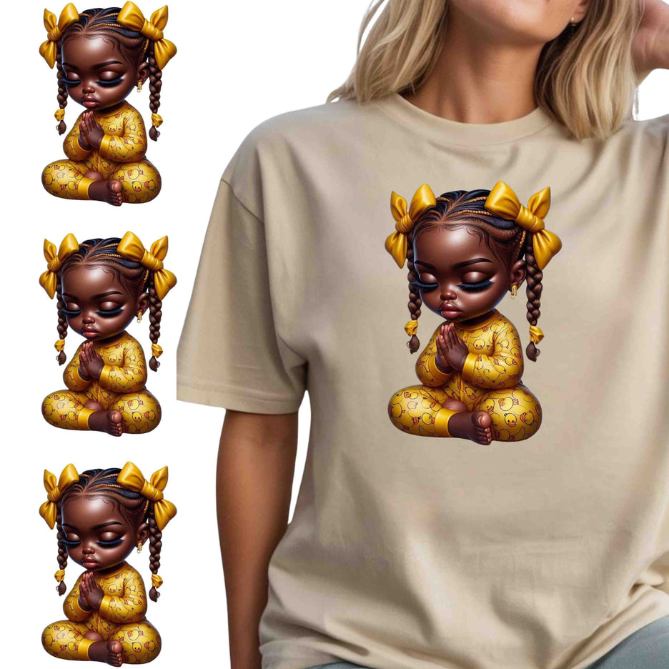 Little Prayer Princess 6-Pack Bundle – 3 Eco-Solvent + 3 Sublimation Iron on Transfers - Ready to Press (Iron on Transfers Only)