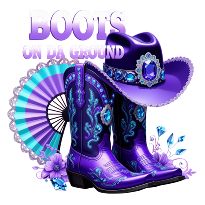 Boots on Da Ground Purple Western DTF Heat Transfers DTF Transfers Style Junction – Custom Digital Designs 2 Pocket 4 x 4