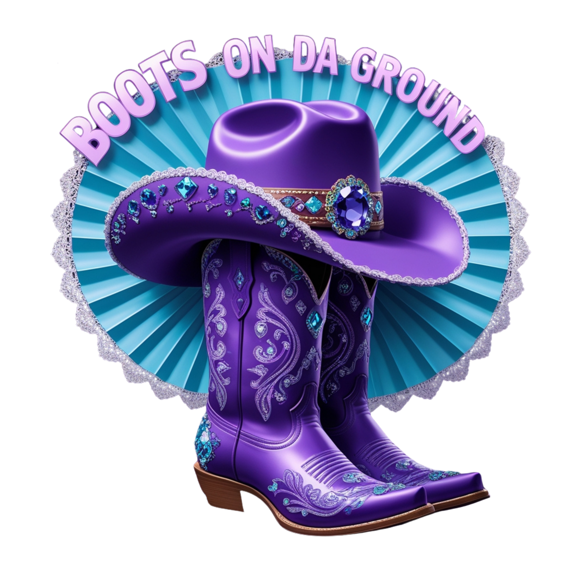 Boots on Da Ground Purple Western DTF Heat Transfers DTF Transfers Style Junction – Custom Digital Designs 3 Pocket 4 x 4
