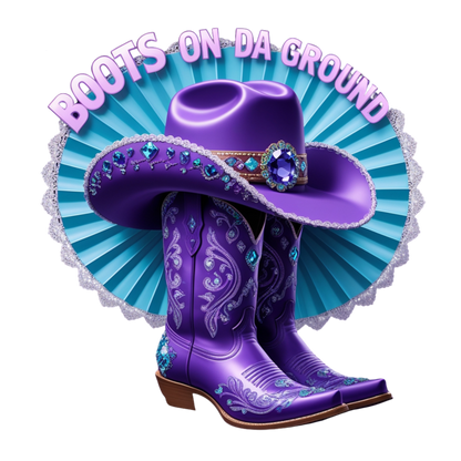 Boots on Da Ground Purple Western DTF Heat Transfers DTF Transfers Style Junction – Custom Digital Designs 3 Pocket 4 x 4