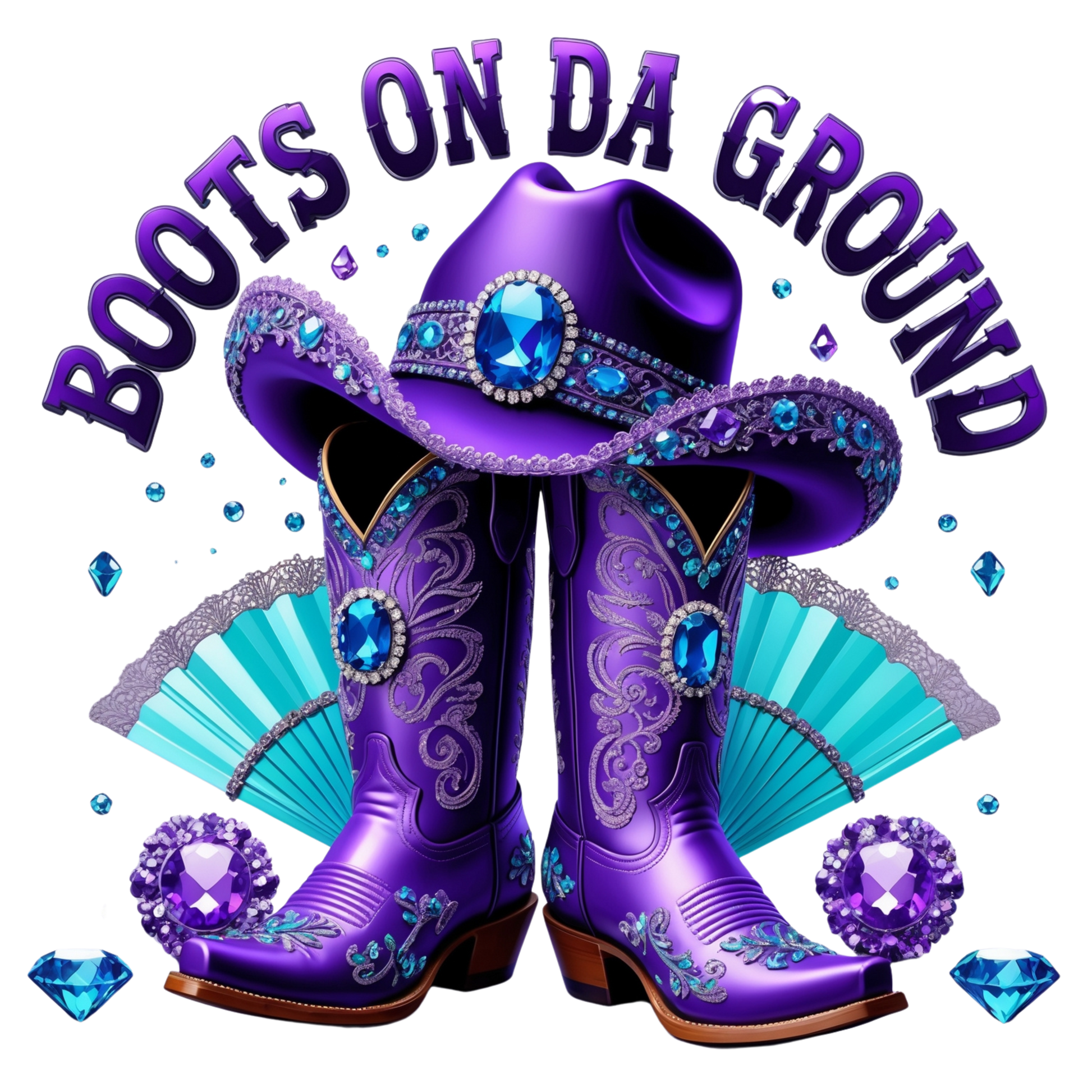 Boots on Da Ground Purple Western DTF Heat Transfers DTF Transfers Style Junction – Custom Digital Designs 4 Pocket 4 x 4
