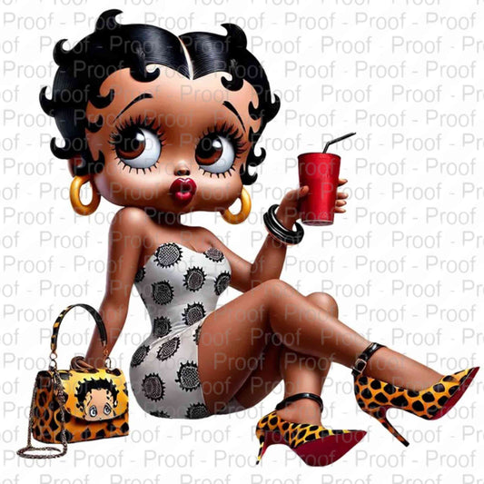 Retro Glam Diva with a Drink-Digital Download Digital File Style-Junction Custom Designs & Prints