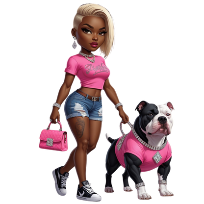 Hot Pink Diva Bulldog DTF Heat Transfers DTF Transfers Style Junction – Custom Digital Designs 1 Pocket 4 x 4