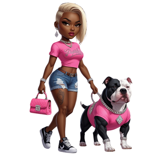 Hot Pink Diva Bulldog DTF Heat Transfers DTF Transfers Style Junction – Custom Digital Designs 1 Pocket 4 x 4