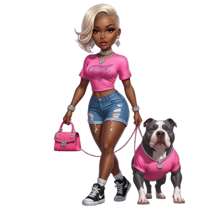 Hot Pink Diva Bulldog DTF Heat Transfers DTF Transfers Style Junction – Custom Digital Designs 2 Pocket 4 x 4