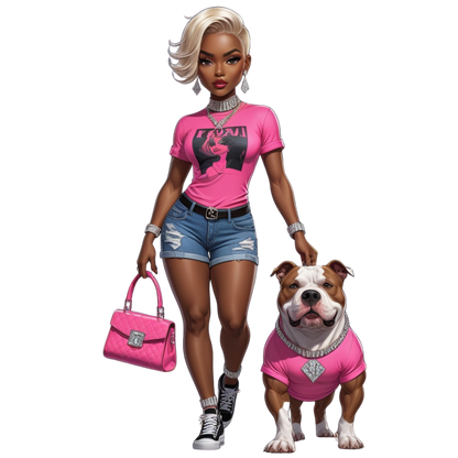 Hot Pink Diva Bulldog DTF Heat Transfers DTF Transfers Style Junction – Custom Digital Designs 3 Pocket 4 x 4