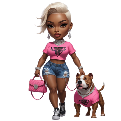 Hot Pink Diva Bulldog DTF Heat Transfers DTF Transfers Style Junction – Custom Digital Designs 4 Pocket 4 x 4