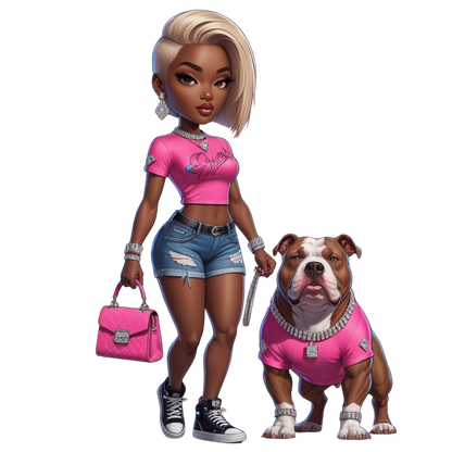 Hot Pink Diva Bulldog DTF Heat Transfers DTF Transfers Style Junction – Custom Digital Designs 5 Pocket 4 x 4