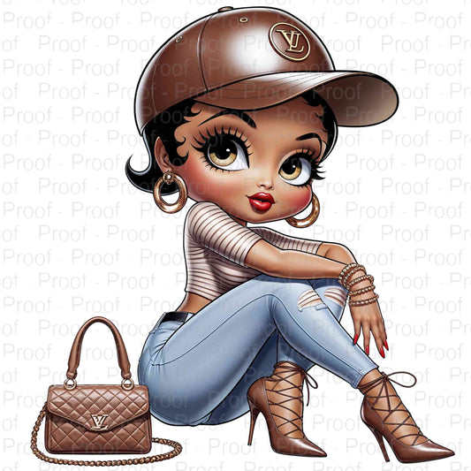 Chic African American Cartoon Fashionista-Digital Download Digital File Style-Junction Custom Designs & Prints