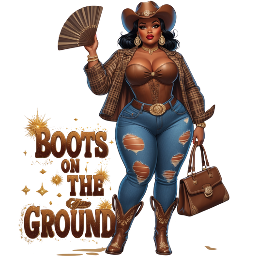 Plaid Brown Cowgirl in Boots – DTF Heat Transfers #1 DTF Transfers Style Junction – Custom Digital Designs & Apparel