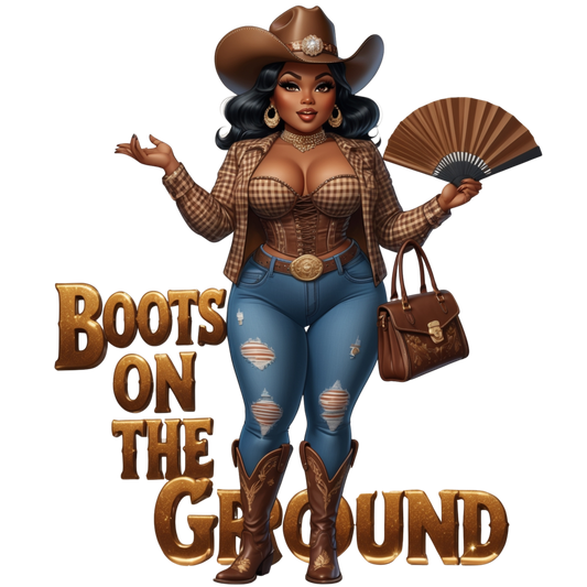 Plaid Brown Cowgirl in Boots – DTF Heat Transfers #3 DTF Transfers Style Junction – Custom Digital Designs & Apparel