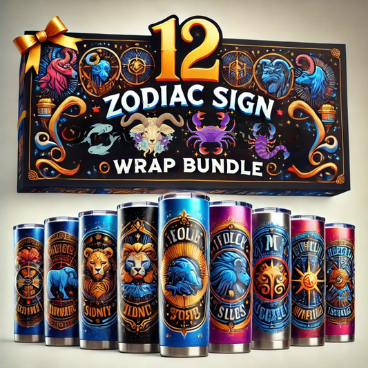 12 Pack Zodiac 20oz Straight Skinny & Tapered Tumbler Seamless Wrap-Digital Download Digital File Style-Junction Custom Designs & Prints