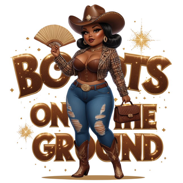 Plaid Brown Cowgirl in Boots – DTF Heat Transfers #2 DTF Transfers Style Junction – Custom Digital Designs & Apparel