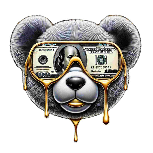 Money Bear Gold Drip Design-DTF Heat Transfer