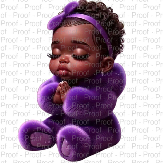 Praying Baby in Purple DTF Transfer – Stunning Apparel Design for All Fabrics DTF Prints Style Junction