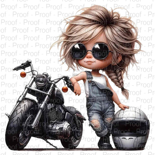 Motorcycle Girl 5--DTF Transfers for Garments – Stunning Apparel Designs for All Fabrics DTF Prints Style-Junction Custom Designs & Prints