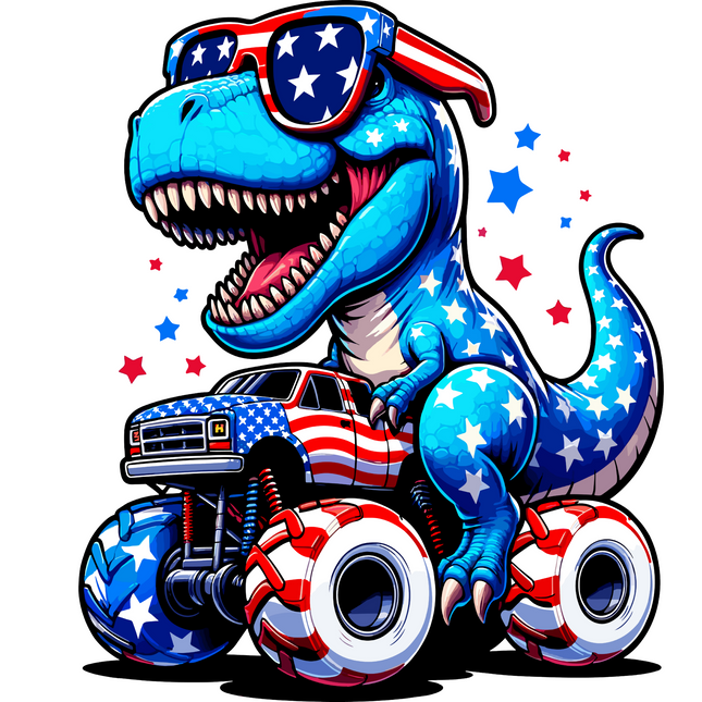 Patriotic T-Rex Monster Truck Design - Eco Solvent Heat Transfers & Ready to Press Eco Solvent Transfers Style Junction – Custom Digital Designs & Apparel