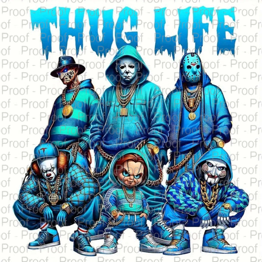 Thug Life Blue Squad DTF Transfer – High-Quality Apparel Design for All Fabrics DTF Prints Style Junction