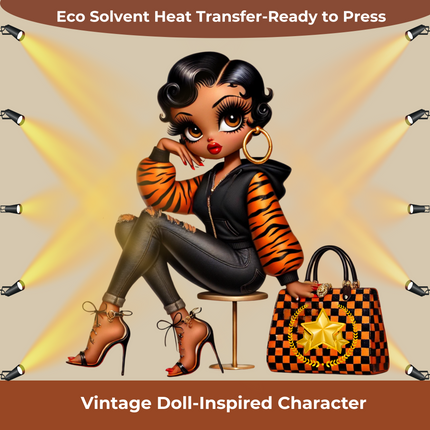 Eco Solvent Heat Transfers Ready to Press Stylish Black Girl in Tiger Hoodie Eco Solvent Transfers Style Junction – Custom Digital Designs & Apparel