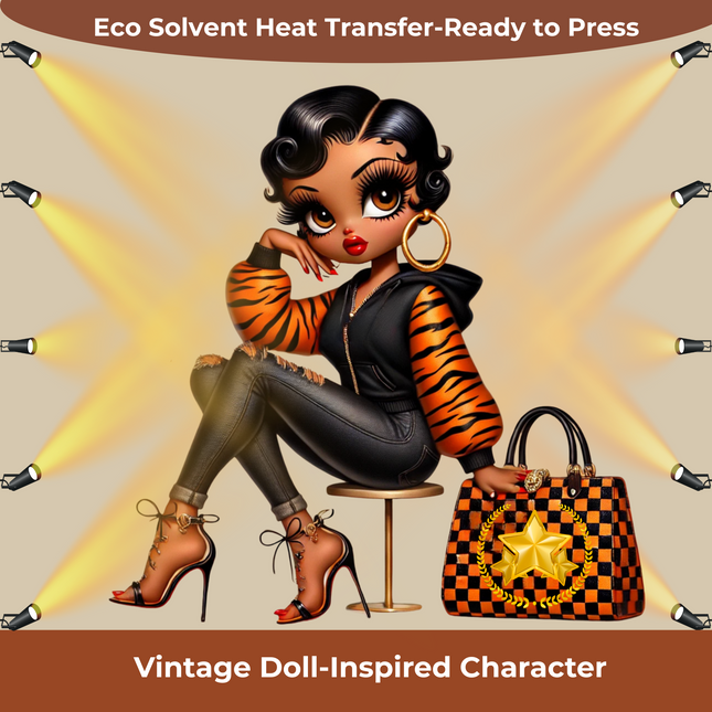 Eco Solvent Heat Transfers Ready to Press Stylish Black Girl in Tiger Hoodie Eco Solvent Transfers Style Junction – Custom Digital Designs & Apparel