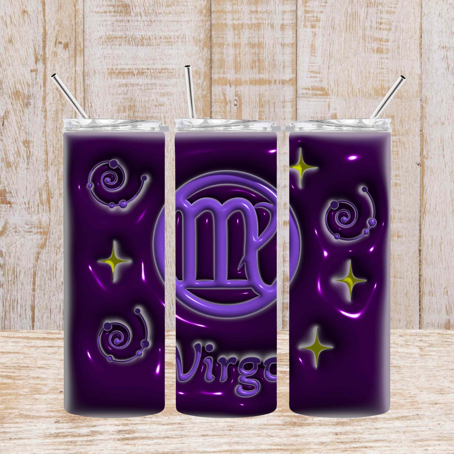 Zodiac Puff 3D Inflated 20oz Skinny Straight Tumblers Physical Tumbler Style-Junction Custom Designs & Prints Virgo