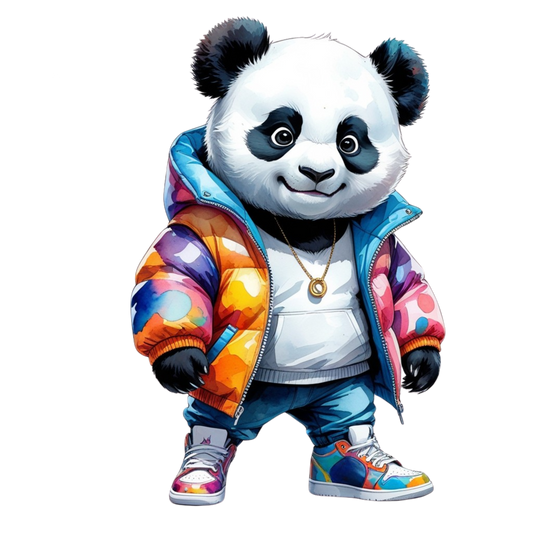 Streetwise Panda in Color Pop Jacket – DTF Heat Transfers #1