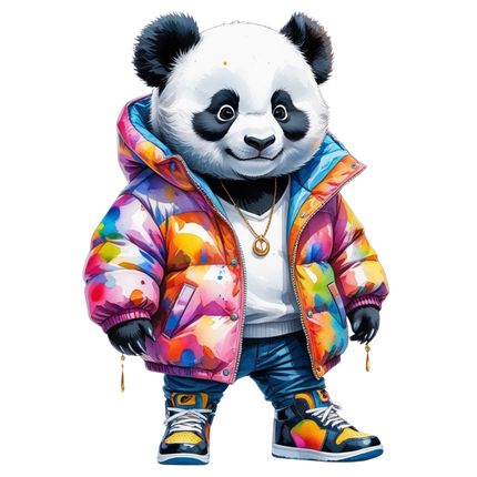 Streetwise Panda in Color Pop Jacket – DTF Heat Transfers #4 DTF Transfers Style Junction – Custom Digital Designs & Apparel
