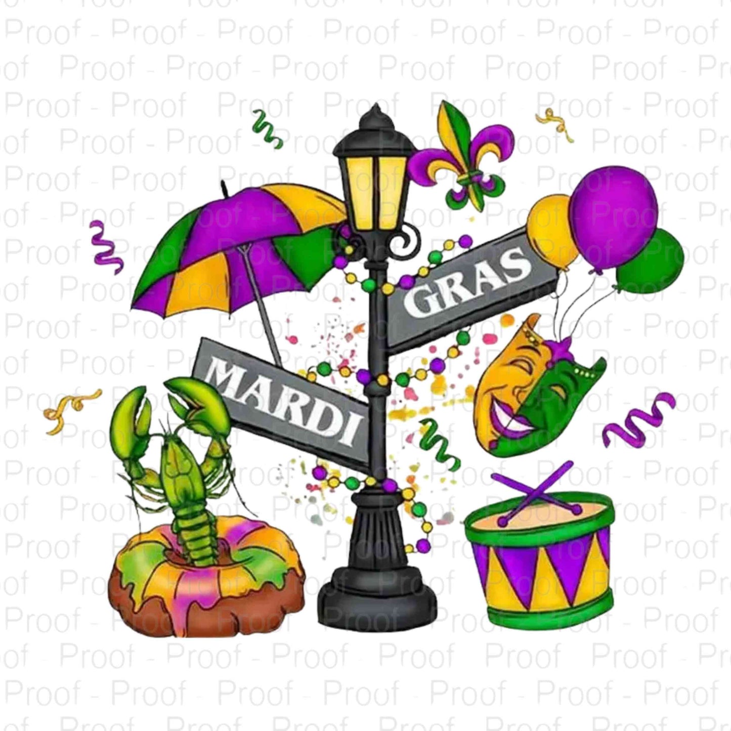 Mardi Gras Light Pole-DTF Transfers for Garments – Stunning Apparel Designs for All Fabrics DTF Prints Style-Junction Custom Designs & Prints