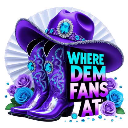 Purple 'Where Dem Fans At' DTF Heat Transfers DTF Transfers Style Junction – Custom Digital Designs 1 Pocket 4 x 4