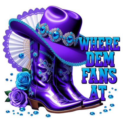 Purple 'Where Dem Fans At' DTF Heat Transfers DTF Transfers Style Junction – Custom Digital Designs 4 Pocket 4 x 4